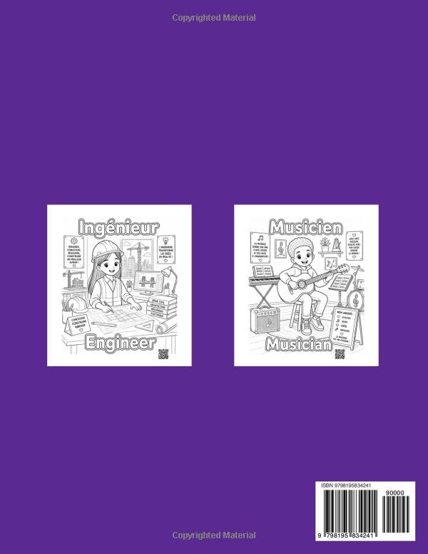 Métiers Party: Livre de coloriage bilingue Français–Anglais PDF