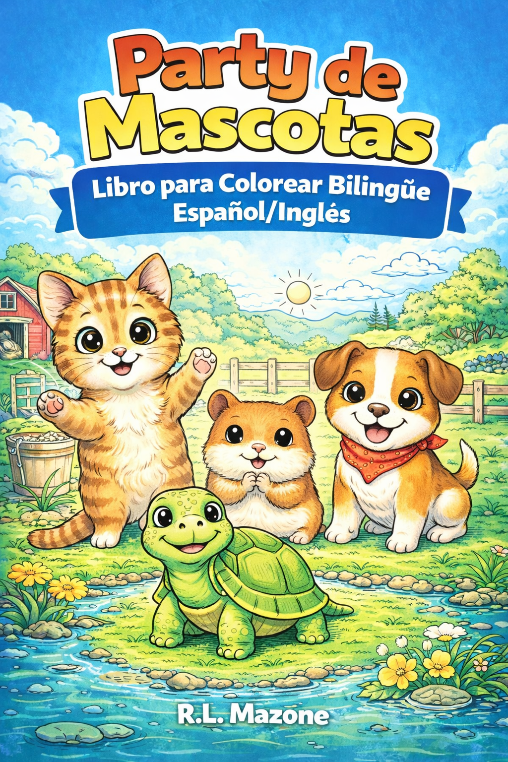 Party de Mascotas: Libro para colorear bilingüe español–inglés
