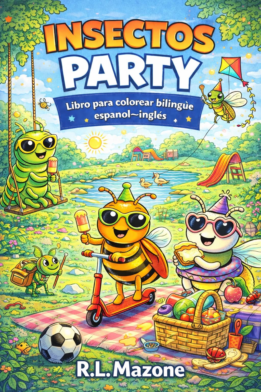 Insectos Party: Libro para colorear bilingue espanol/ingles PDF