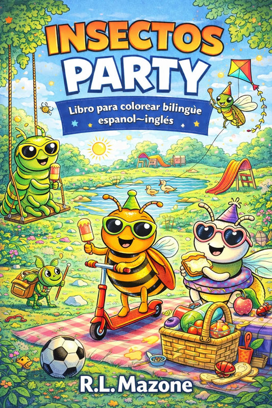 Insectos Party: Libro para colorear bilingue espanol/ingles PDF