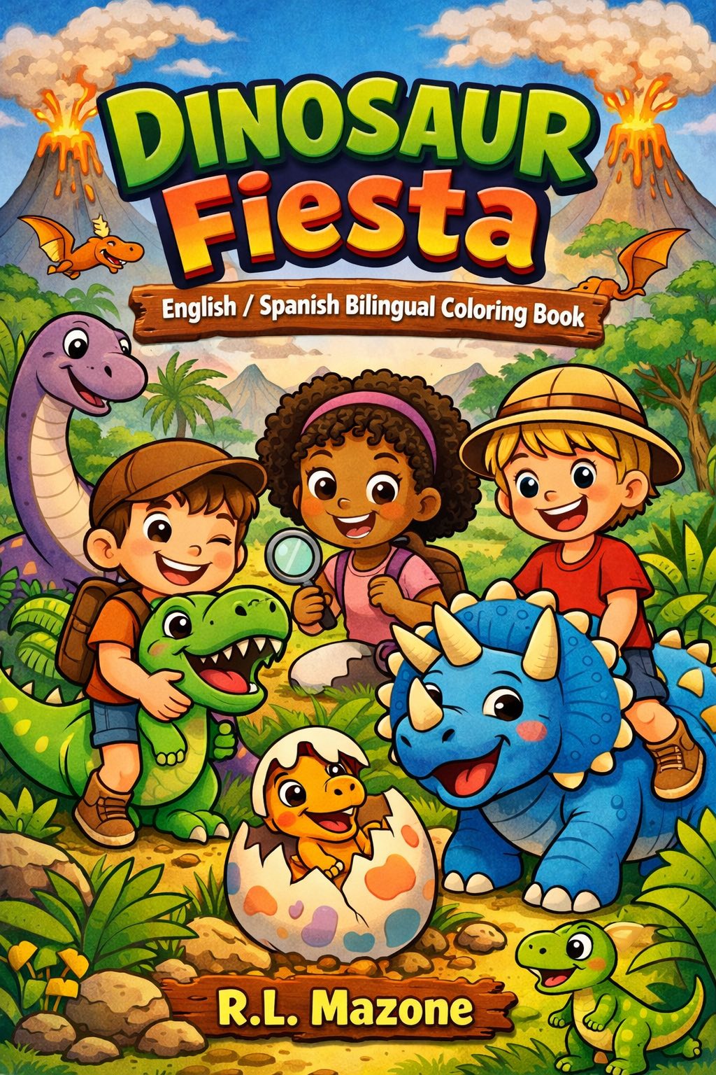 Dinosaur Fiesta: English/ Spanish Bilingual Coloring Book